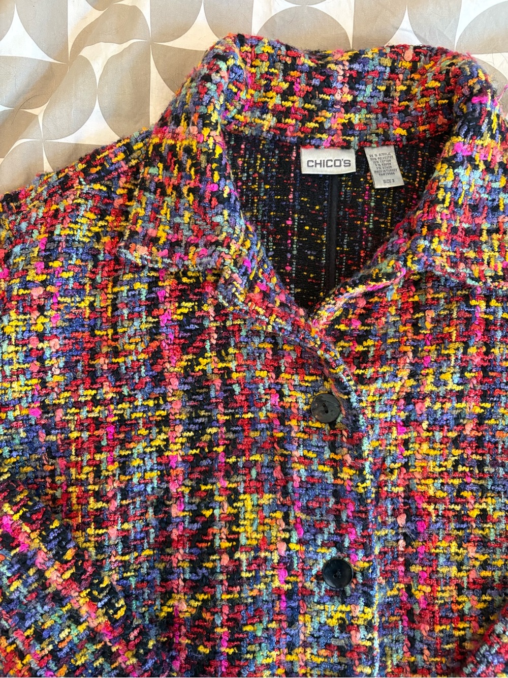 Chico's Multicolor Tweed Button-Front Jacket - Picture 2 of 2